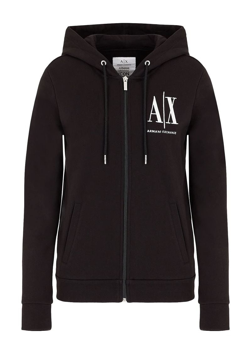 A | X ARMANI EXCHANGE Women's Icon Logo Zip-Up Hoodie Sweatshirt  M