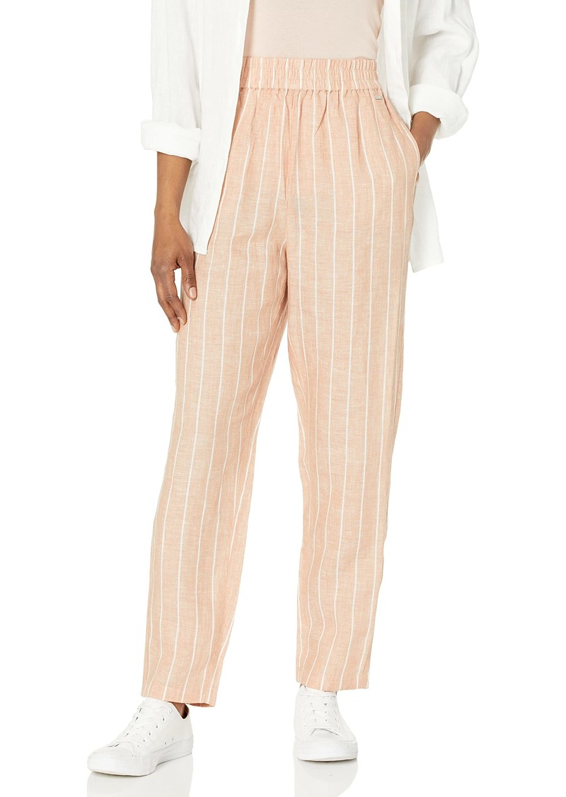 Armani Exchange Women's Linen Pants Striped Brush/Nude M