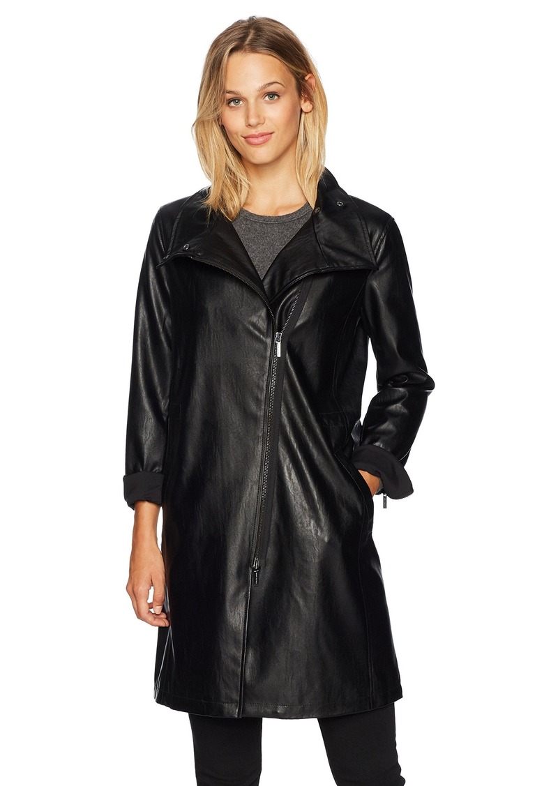 Armani Exchange A|X Armani Exchange Women's Long Eco Leather Caban Coat ...