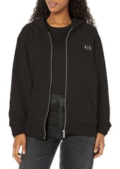 A | X ARMANI EXCHANGE Women's Patch Logo Zip Up Hooded Sweatshirt  M