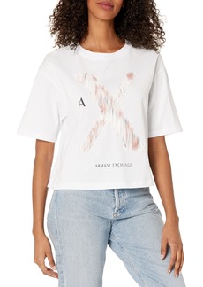 Armani Exchange EMPORIO ARMANI Women's Secret Garden Print Cropped T-Shirt  Extra Extra Large