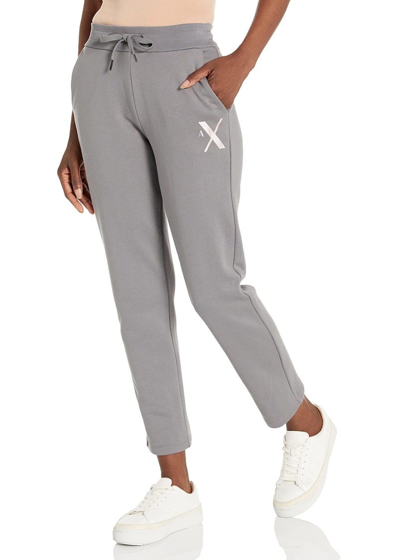 A｜X ARMANI EXCHANGE Women's Secret Garden Print Logo Cropped Sweatpants