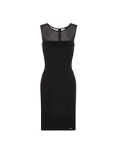 A|X Armani Exchange Women's Sleeveless Stretch Scuba Bodycon Mini Dress with Sheer top  XS