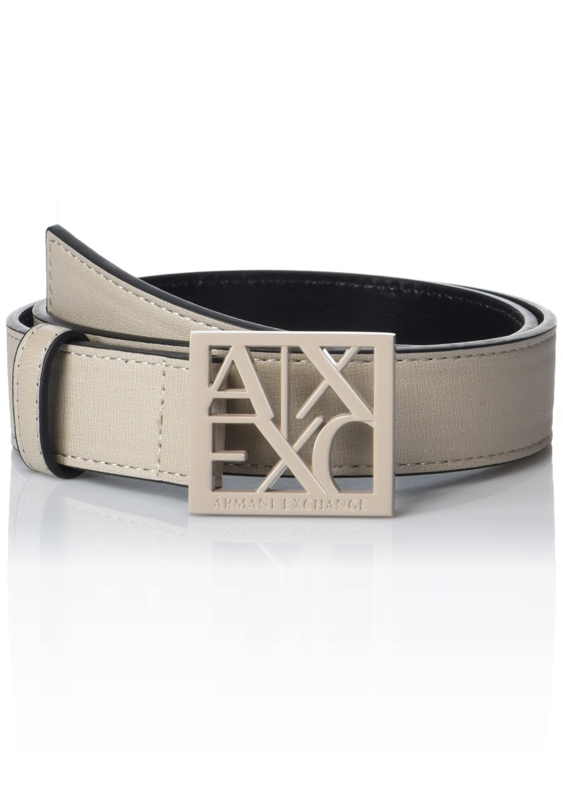 A | X ARMANI EXCHANGE Women's Square AX Logo Buckle Belt