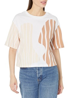A | X ARMANI EXCHANGE Women's Waves Print Cropped T-Shirt  Extra Small