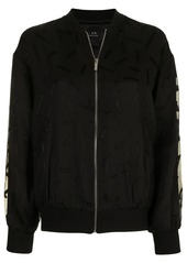 Armani Exchange embroidered sheer-overlay bomber jacket