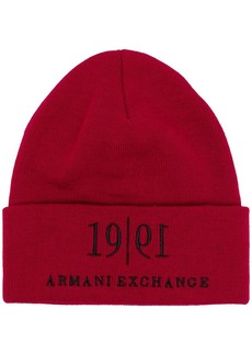 Armani Exchange embroidered-logo beanie