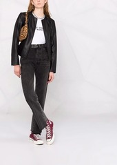 Armani Exchange faux leather collarless jacket