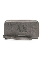 Armani Exchange grained studded-logo wallet
