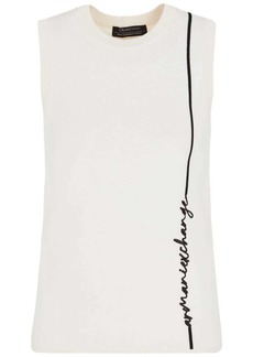 Armani Exchange intarsia-knit logo sleeveless top