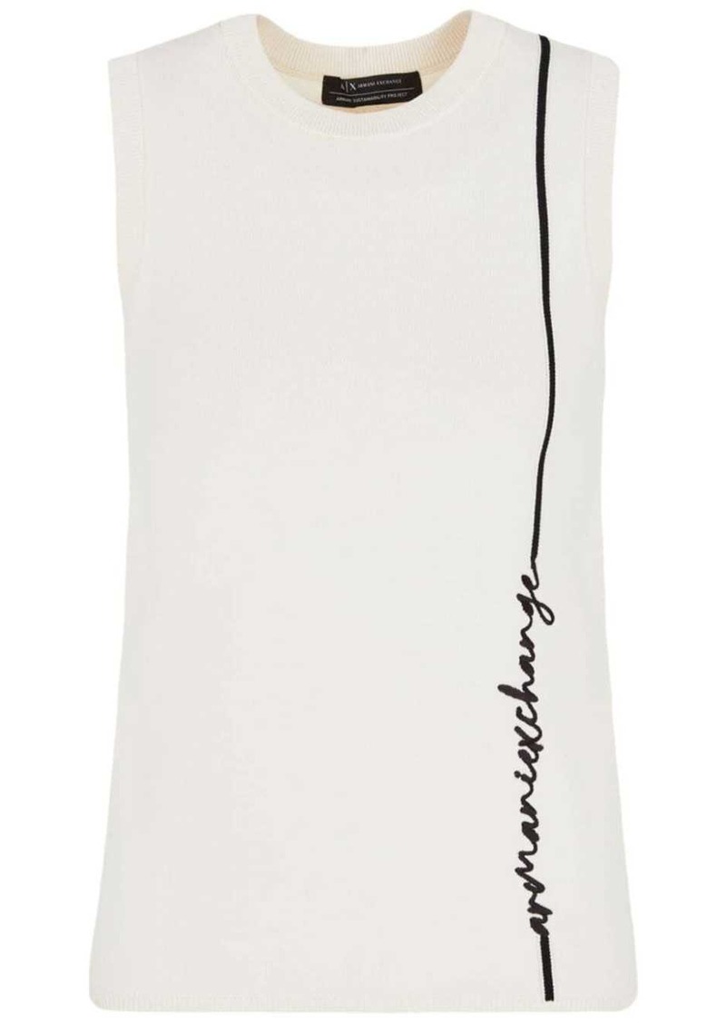 Armani Exchange intarsia-knit logo sleeveless top