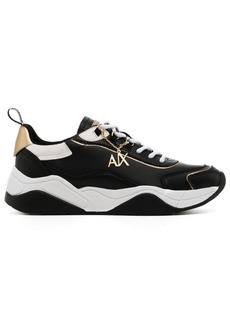 Armani Exchange logo-charm leather lace-up sneakers