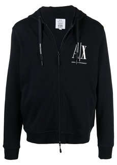 Armani Exchange logo-embroidered drawstring hoodie