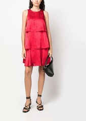 Armani Exchange logo-embroidered satin minidress