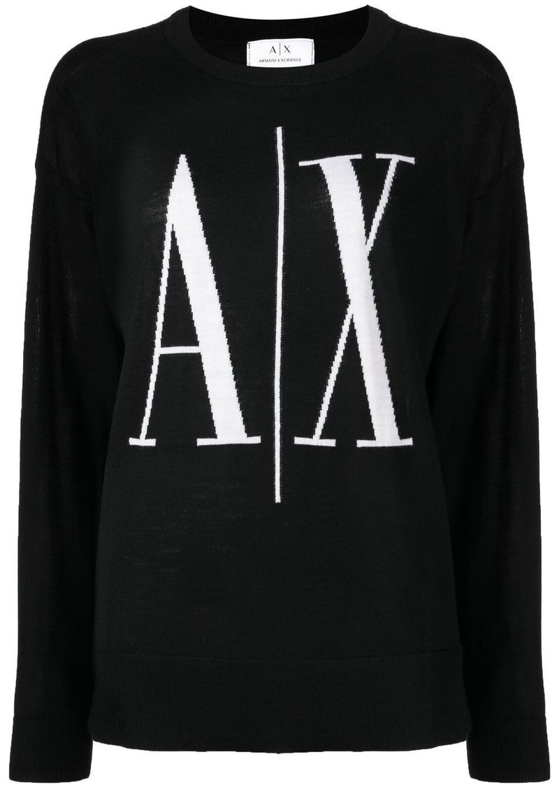 Armani Exchange logo intarsia-knit jumper