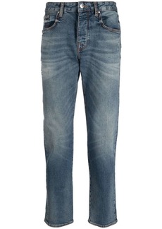 Armani Exchange logo-patch tapered-leg jeans
