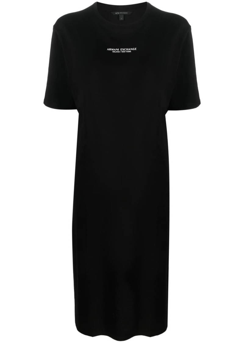 Armani Exchange logo-print side-slit T-shirt dress