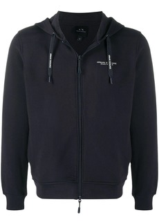 Armani Exchange logo print zipped hoodie