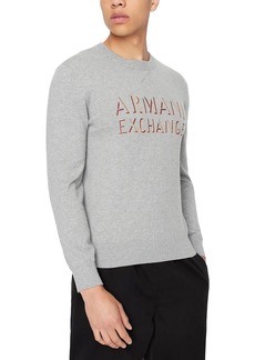 Armani Exchange Mens Ribbed Trim Cotton Crewneck Sweater
