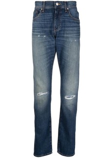 Armani Exchange mid-rise distressed straight leg jeans