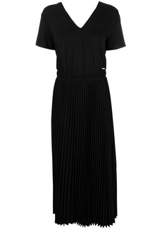 Armani Exchange pleated short-sleeve long dress
