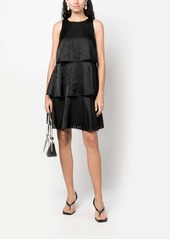 Armani Exchange satin-finish devoré-effect sleeveless dress