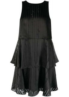 Armani Exchange satin-finish devoré-effect sleeveless dress