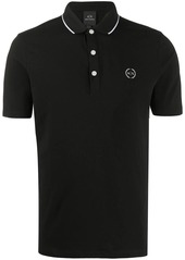 Armani Exchange stripe collar cotton blend polo shirt