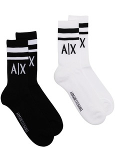 Armani Exchange two-pack logo-print ribbed-knit socks