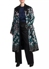 Armani Floral Embroidered Long Peacoat