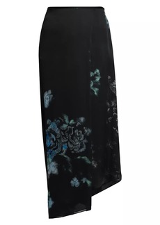 Armani Floral Silk Asymmetric Maxi Skirt