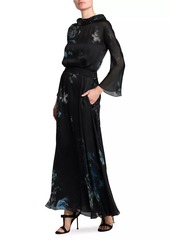 Armani Floral Silk Long-Sleeve Maxi Dress