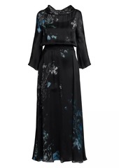 Armani Floral Silk Long-Sleeve Maxi Dress