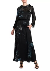 Armani Floral Silk Long-Sleeve Maxi Dress