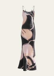 Giorgio Armani Abstract-Print Linen Silk Slip Dress