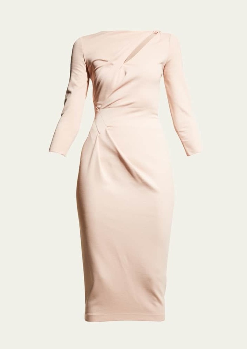 Giorgio Armani Asymmetric Twist-Keyhole Jersey Midi Dress