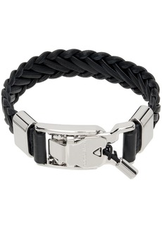 Giorgio Armani Black Woven Leather Bracelet