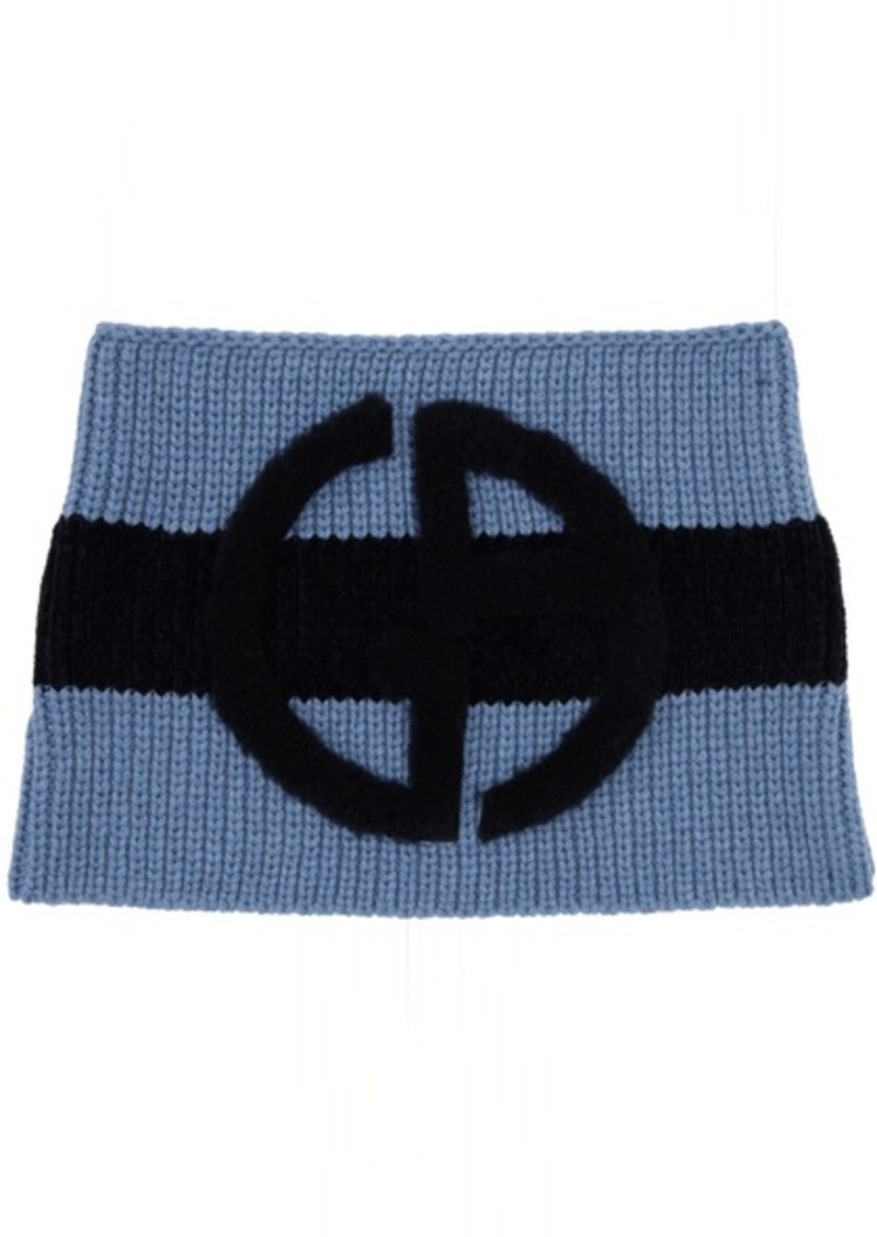 Giorgio Armani Blue Intarsia Collar Scarf