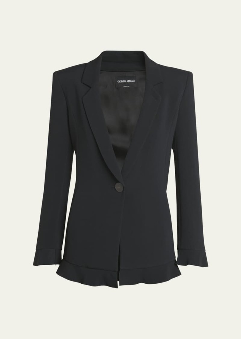 Giorgio Armani Cady Blazer Jacket with Ruffle Underlay