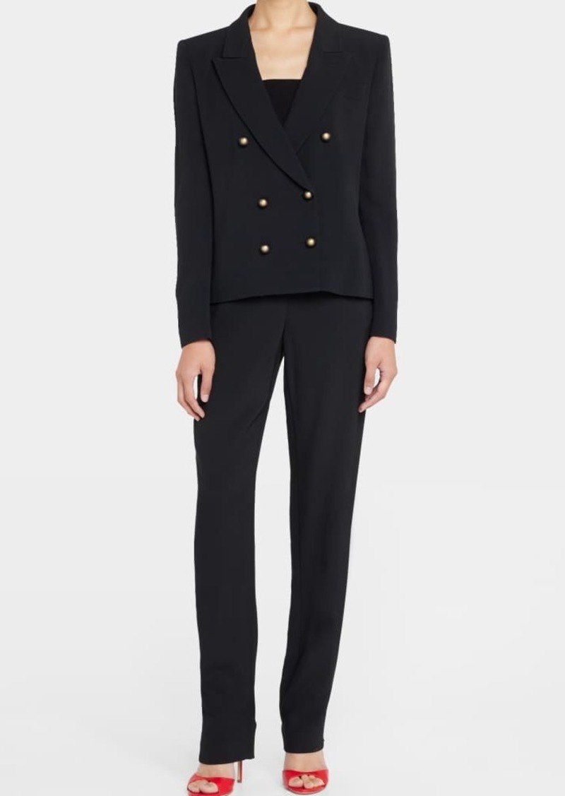 Giorgio Armani Cady Cropped Jacket w/ Button Detail