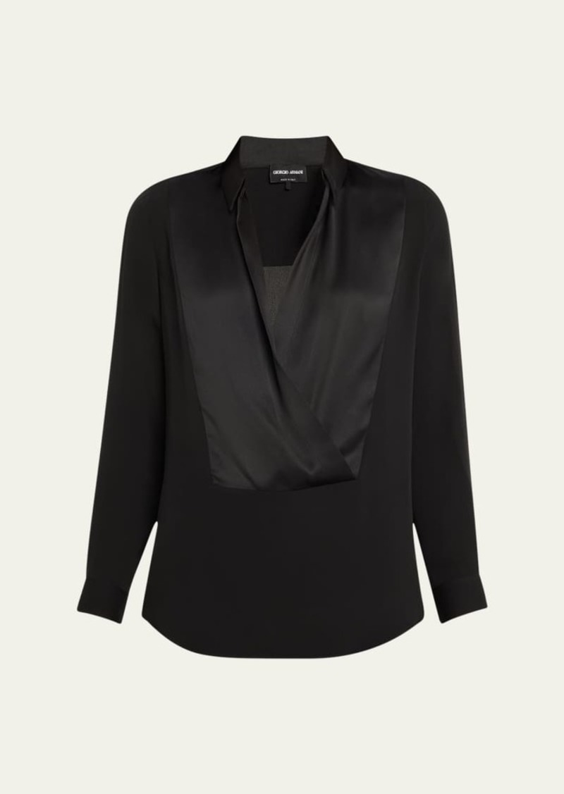 Giorgio Armani Cowl Neck Silk Georgette Blouse