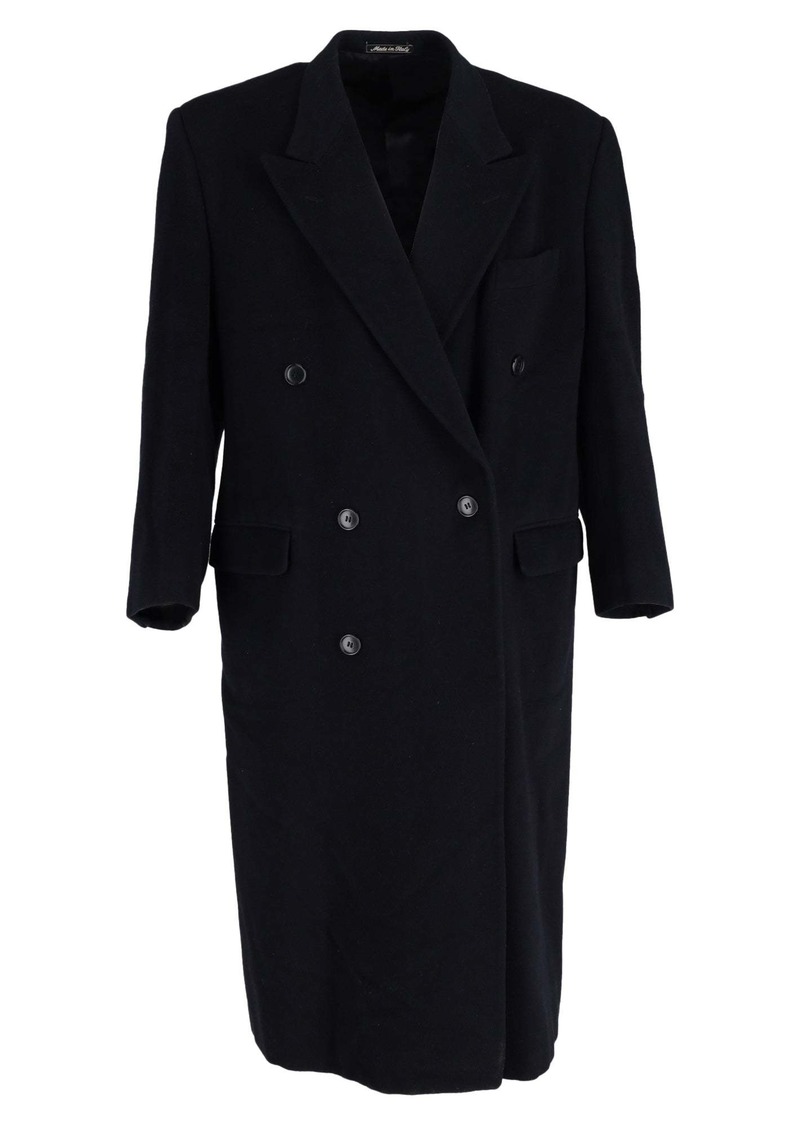 Giorgio Armani Double-Breasted Overcoat in Navy Blue Wool