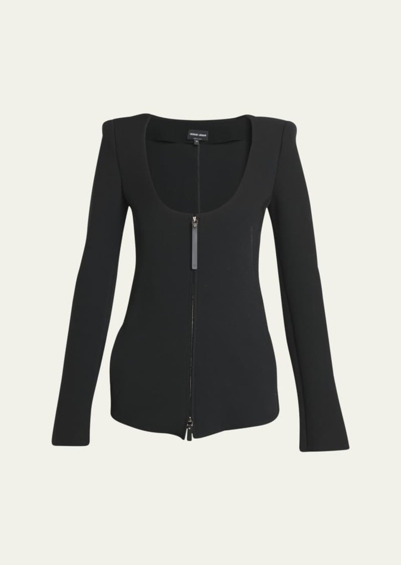 Giorgio Armani Double-Jersey Virgin Wool Zip Jacket