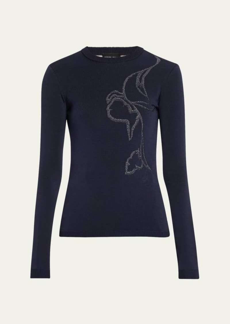 Giorgio Armani Double-Stitch Viscose Embroidered Knit Top