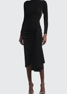 Giorgio Armani Draped Iridescent Jersey Midi Dress