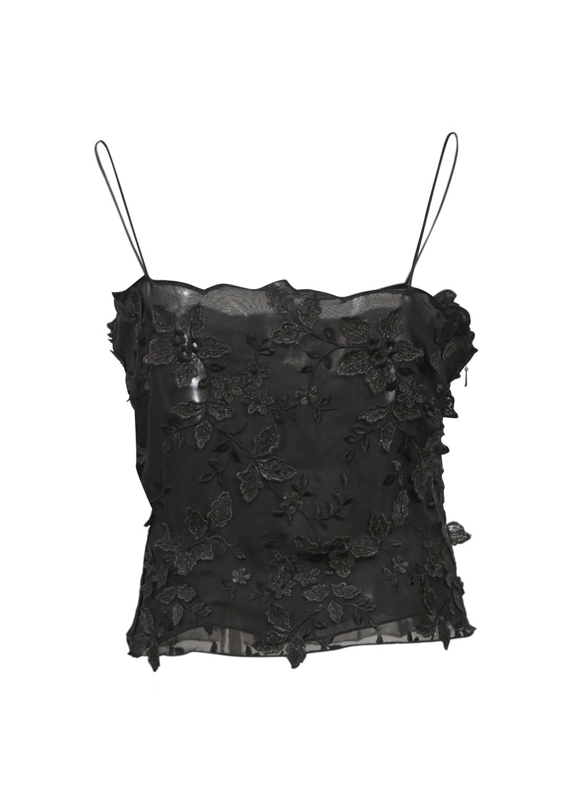 Giorgio Armani Embroidered Top in Black Silk