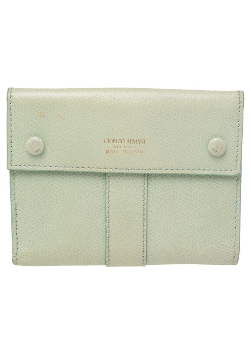 Giorgio Armani Green Leather French Wallet