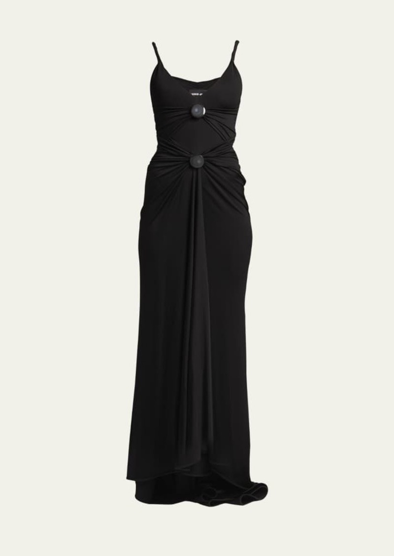 Giorgio Armani High-Low Front Ruched Jersey Gown