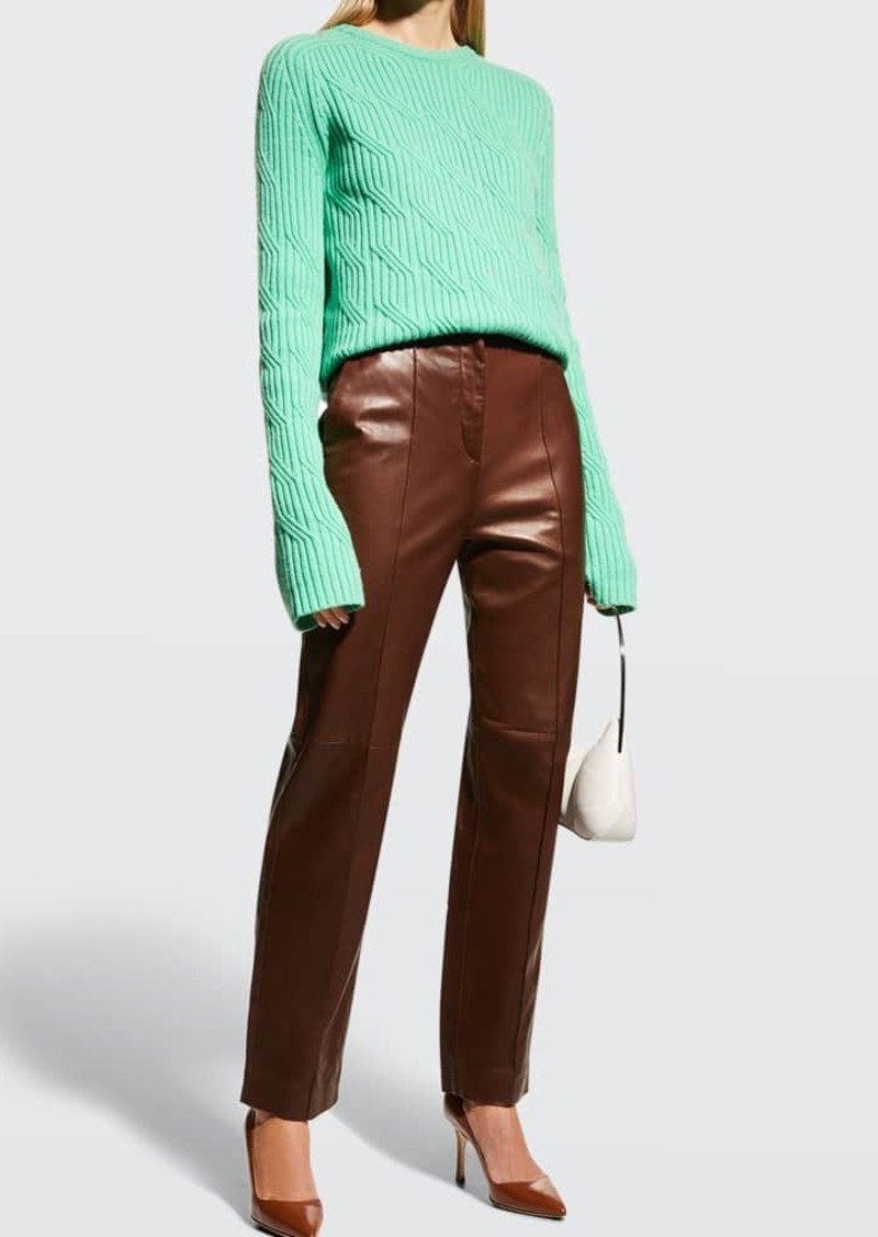 Giorgio Armani Leather Straight-Leg Pants