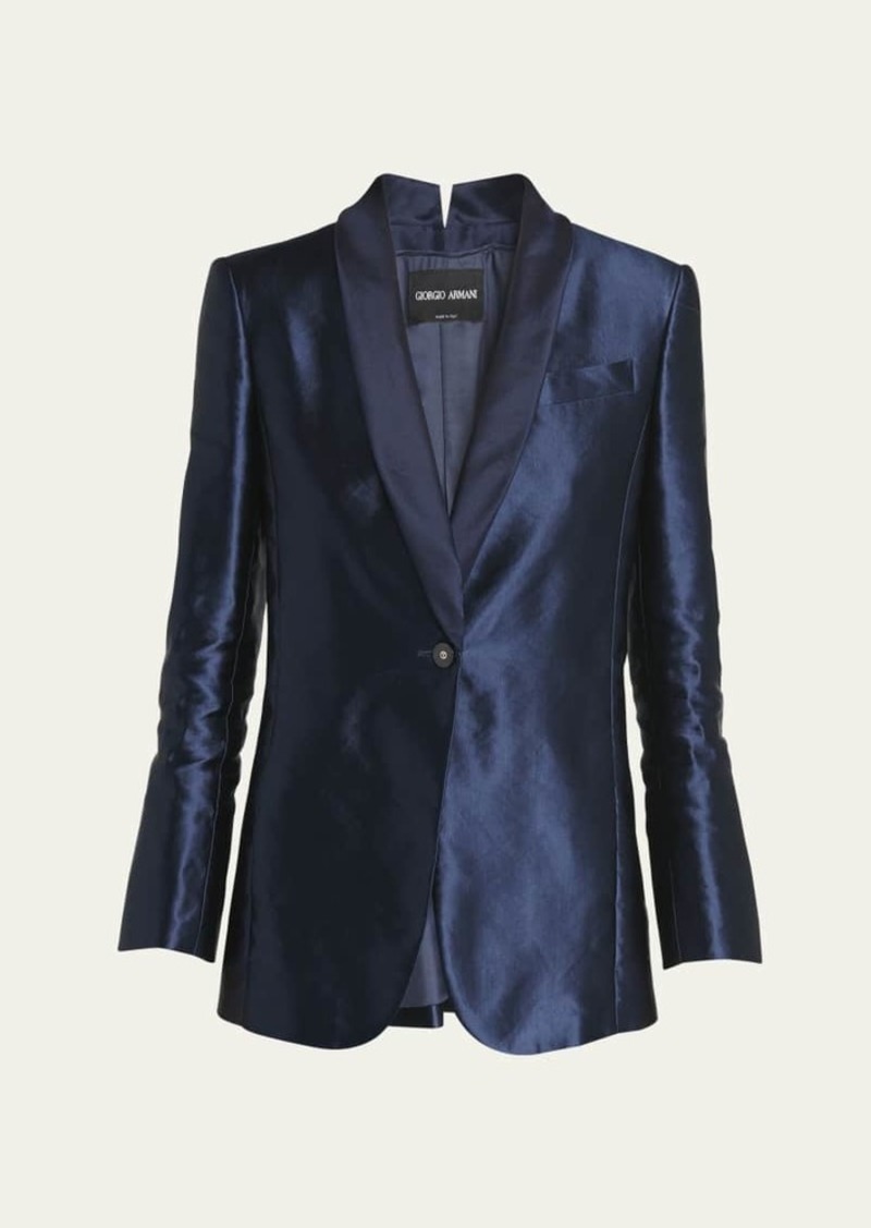 Giorgio Armani Linen Silk Single-Button Blazer Jacket
